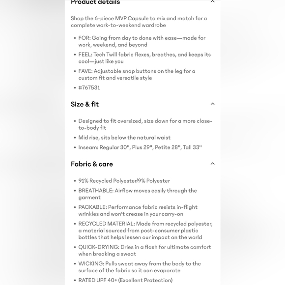 Athleta NWT Blue Pants With Snap Up Detail - Picture 5 of 16